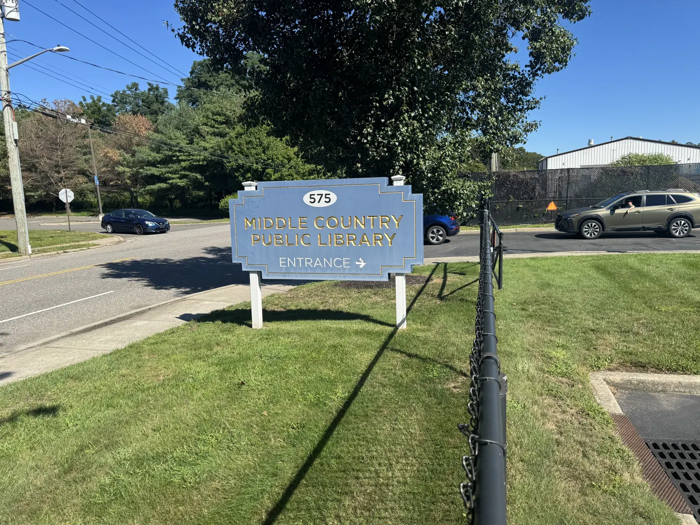 Middle Country Public Library entrance sign in Selden